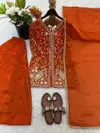 Jf 043 Pure Fendy Silk With Heavy Embroidery Work Readymade Suits Wholesale Online